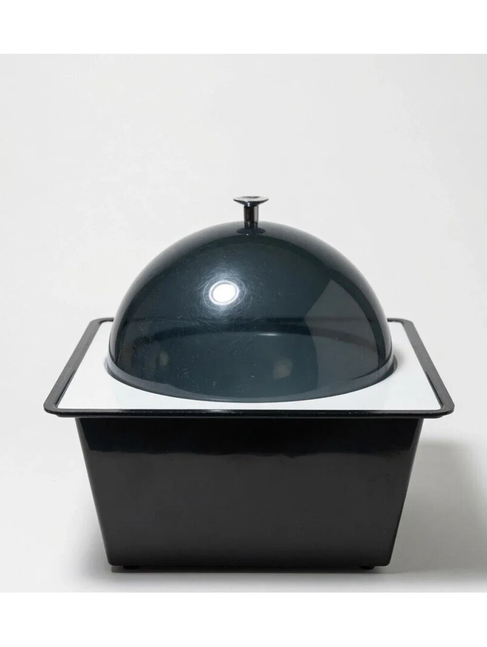 Vintage Mid Century Ice Bucket Smoke Gray Lucite with White Insert